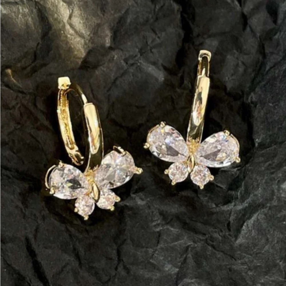 Gold Butterfly Earrings - Picture 4 of 4